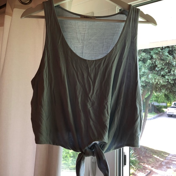 Aritzia Babaton blue tank top with tie front - Picture 1 of 3
